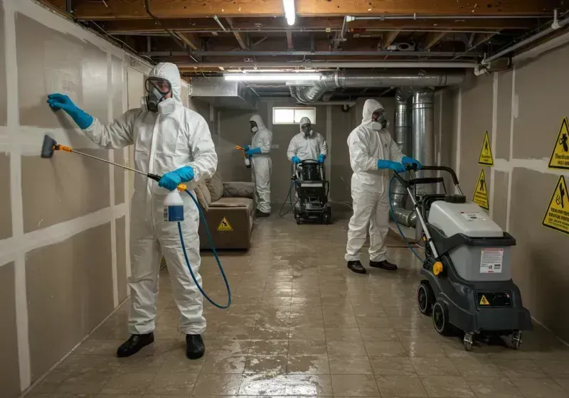 Basement Moisture Removal and Structural Drying process in Cloverdale, IN